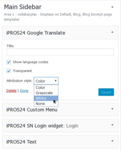Google Translate - Widget settings